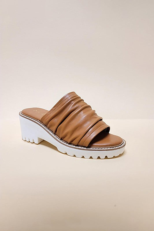 Pu Leather Platform Slides