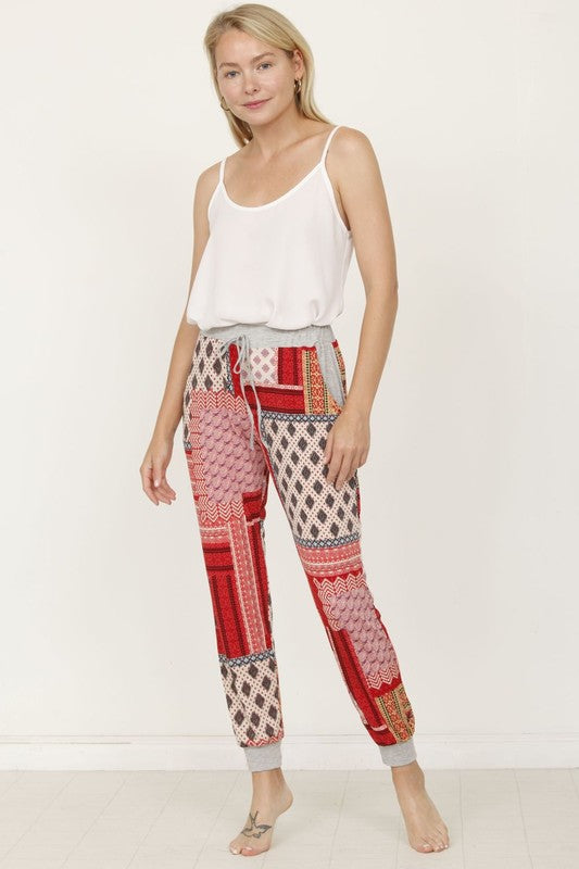 Hankerchief Print Loose Fitting Joggers