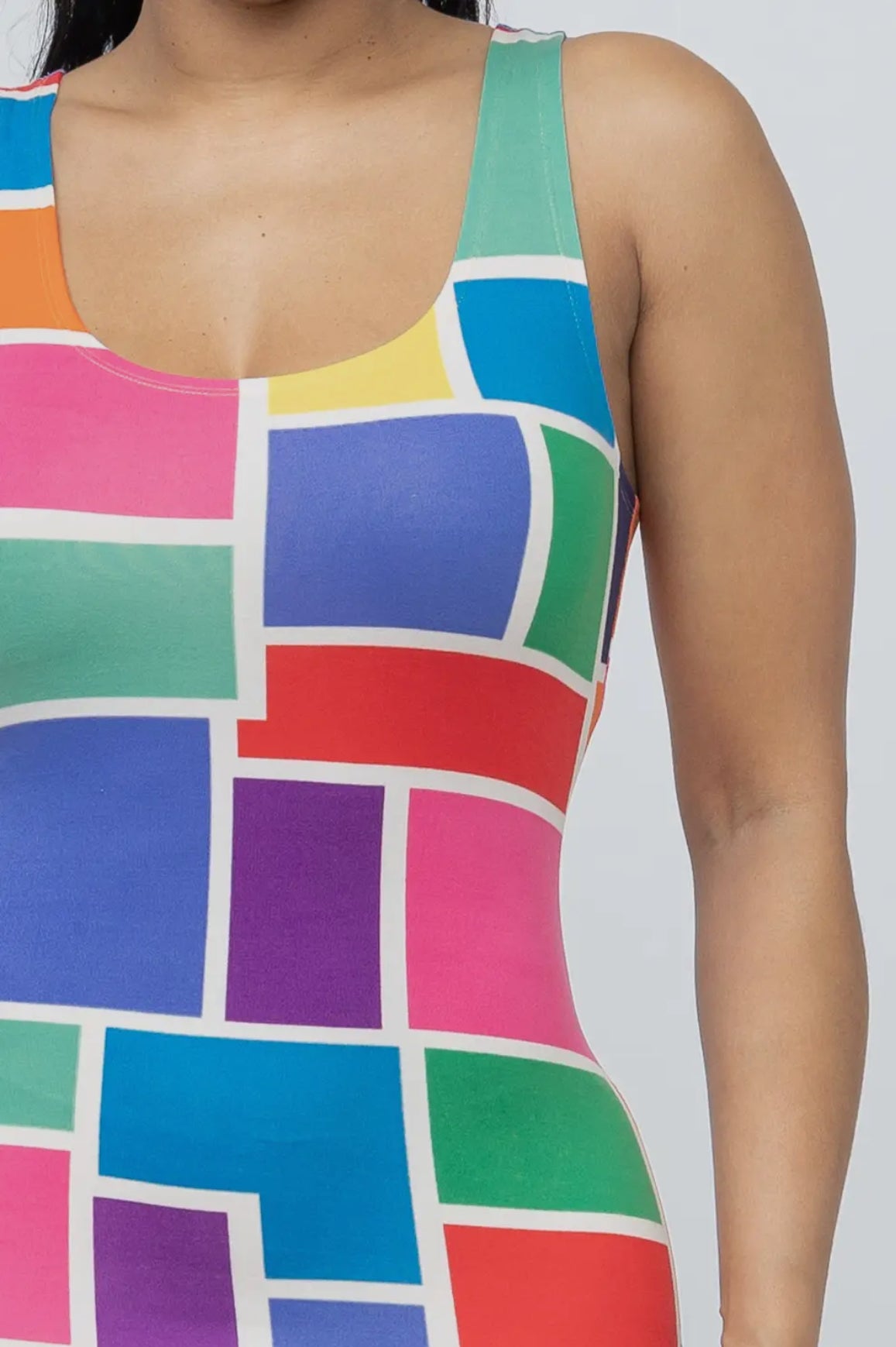 Printed Bodycon Tank Midi Dress