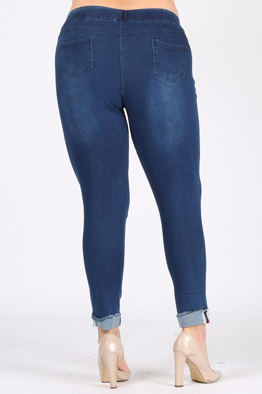 Plus Size High Waist Short Jeggings Pants