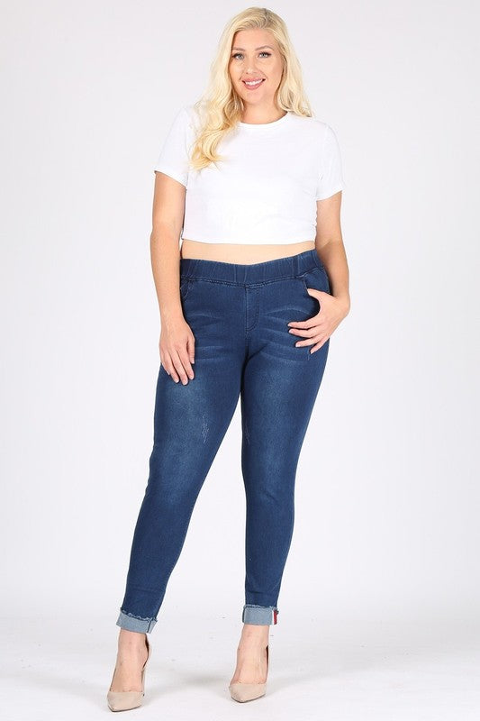 Plus Size High Waist Short Jeggings Pants
