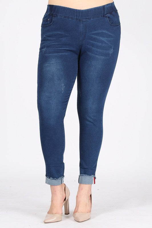 Plus Size High Waist Short Jeggings Pants