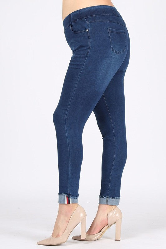Plus Size High Waist Short Jeggings Pants