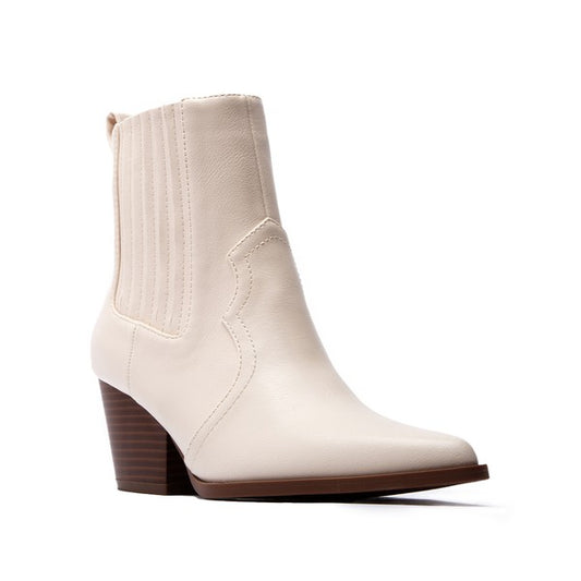 White Pointed Toe Ankle Boot