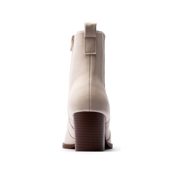 White Pointed Toe Ankle Boot