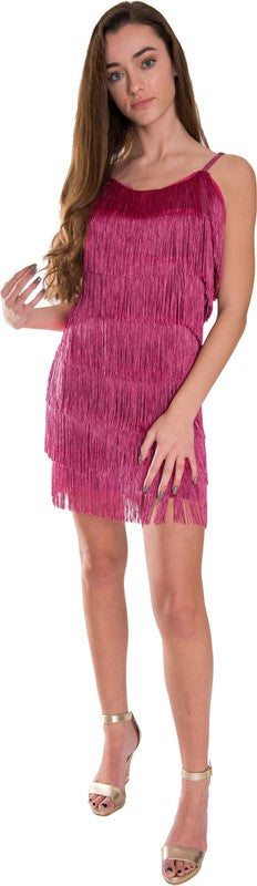Turning it Out Black Fringe Mini Dress