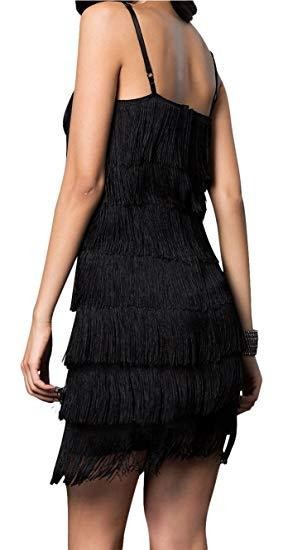 Turning it Out Black Fringe Mini Dress