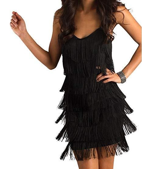 Turning it Out Black Fringe Mini Dress