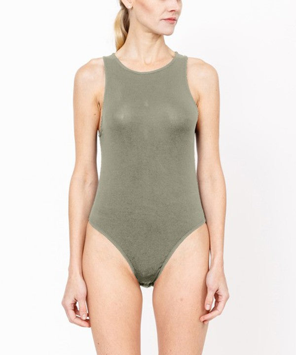 Organic Halter Neck Bodysuit Bamboo Fabric