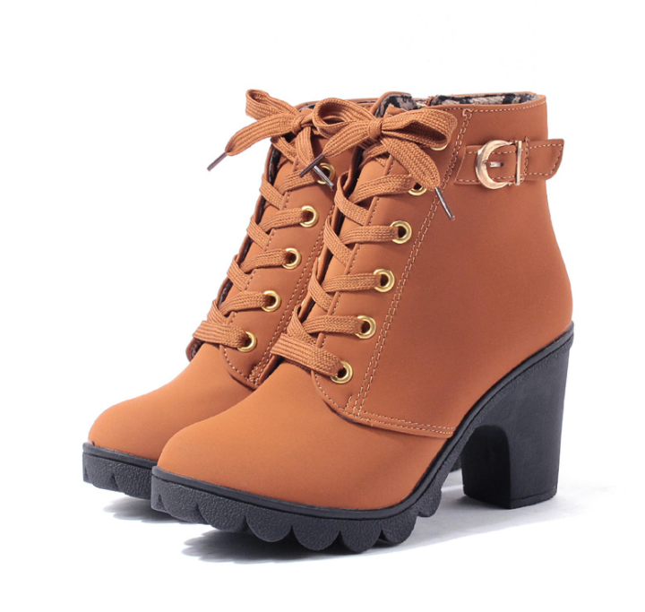 Ankle Zip Up Winter Lace Boots
