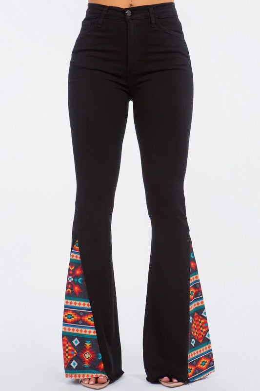 Bell Bottom Jean With a Native Print