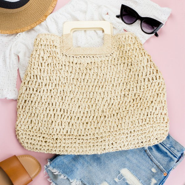 Oversized Straw Tote Handbag
