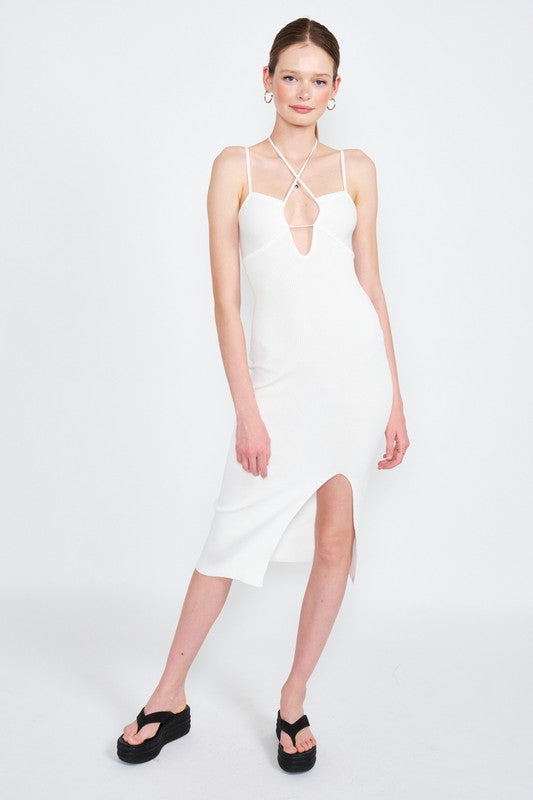 Mint Criss Cross Spaghetti Strap Midi Dress With Split