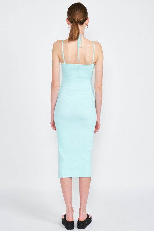 Mint Criss Cross Spaghetti Strap Midi Dress With Split