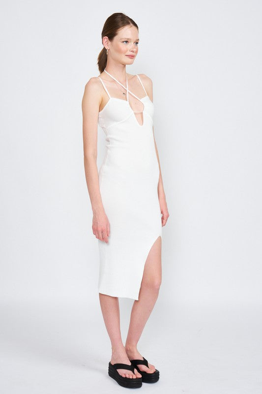 Mint Criss Cross Spaghetti Strap Midi Dress With Split