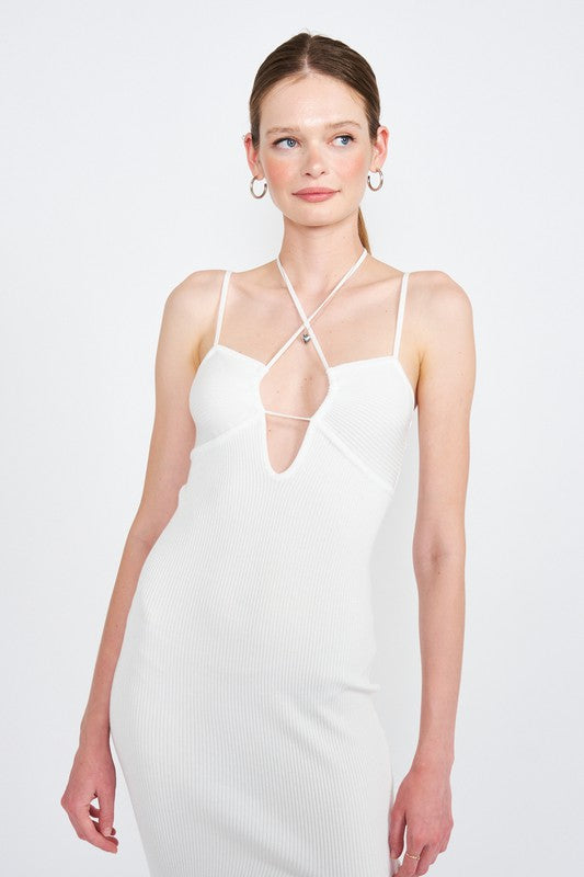 Mint Criss Cross Spaghetti Strap Midi Dress With Split