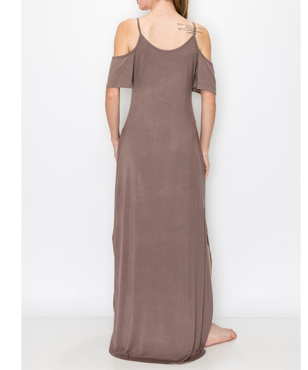 Bamboo Cold Shoulder Maxi Dress