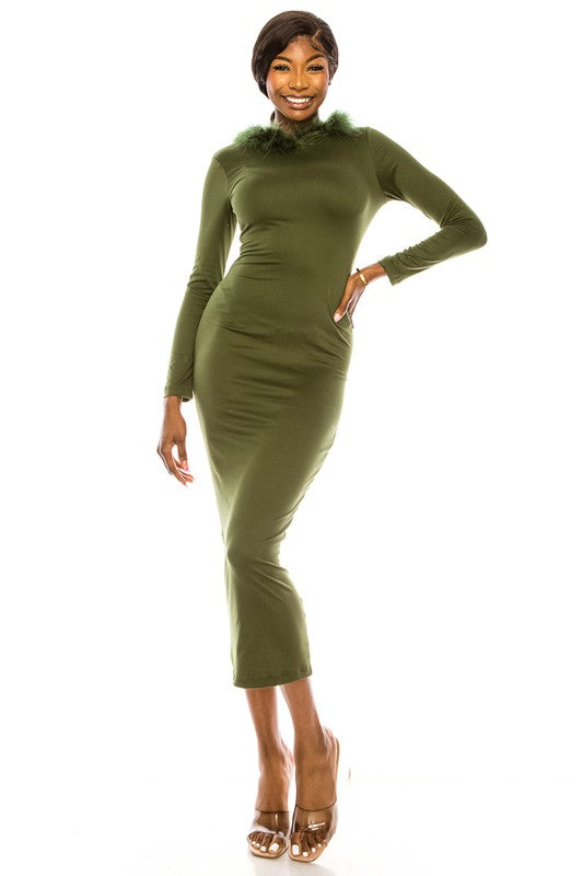Long Sleeve Hooded Maxi Dress