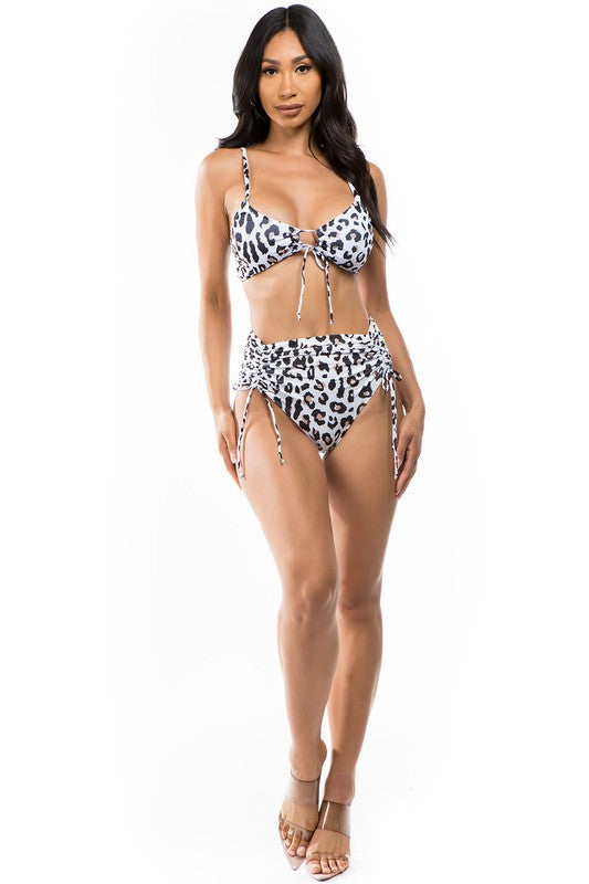 Two Piece Animal Print High Waist Bikini