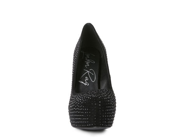 Diamante Stud Faux Suede High Heeled Pumps