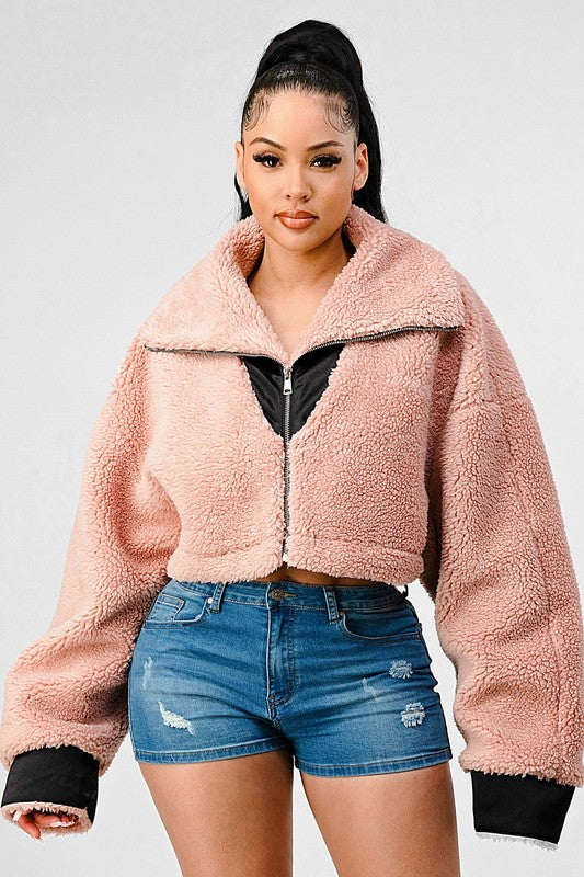 Women Winter Sherpa Coat with Multiple Look