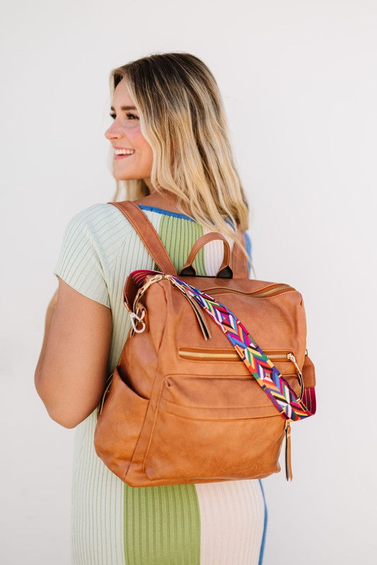 Brielle Leather Backpack with Detachable Strap