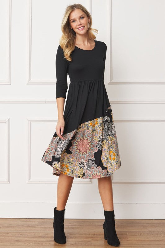 Long Sleeve Loose and Flowy Knee Length Dress