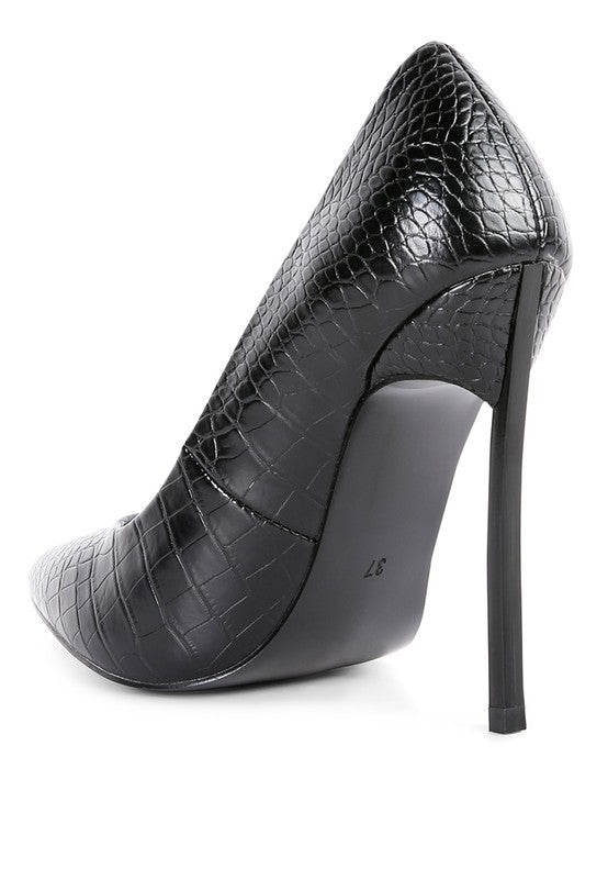 Urchin Croc Print High Stiletto Heel Pumps