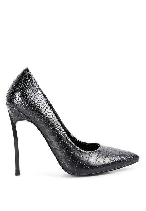 Urchin Croc Print High Stiletto Heel Pumps