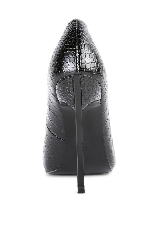 Urchin Croc Print High Stiletto Heel Pumps