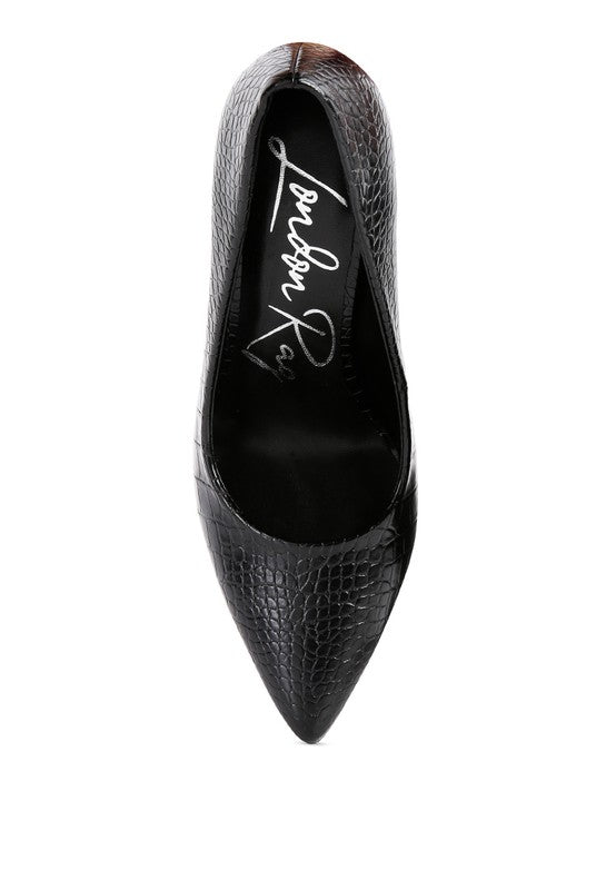Urchin Croc Print High Stiletto Heel Pumps