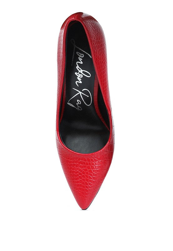 Urchin Croc Print High Stiletto Heel Pumps