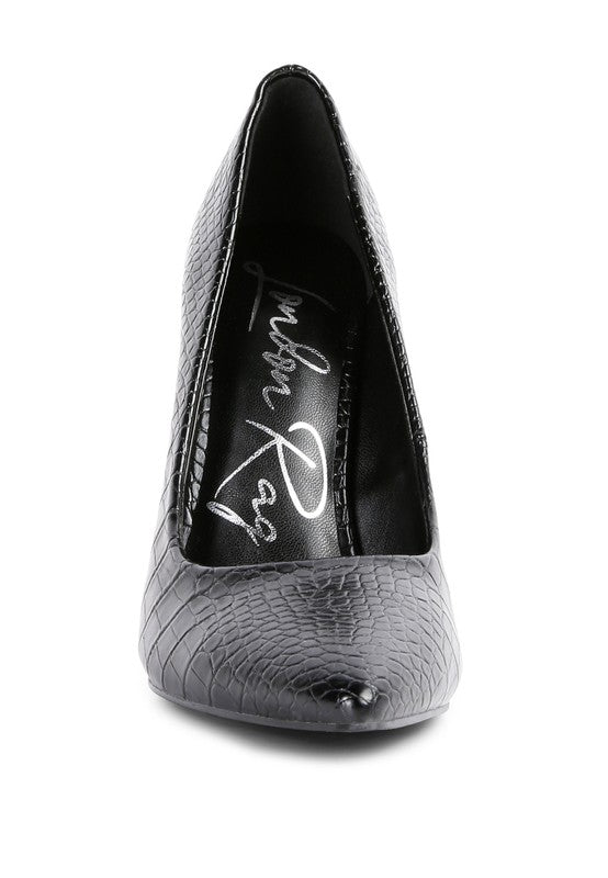 Urchin Croc Print High Stiletto Heel Pumps