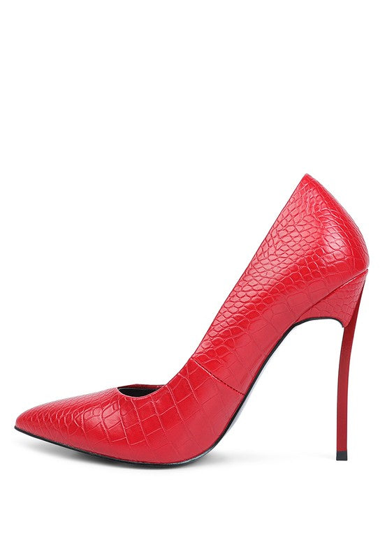 Urchin Croc Print High Stiletto Heel Pumps