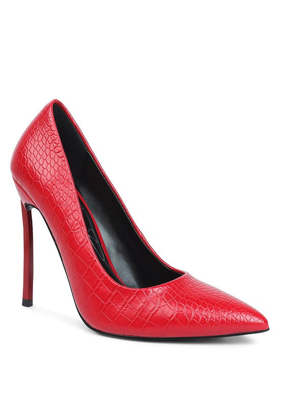 Urchin Croc Print High Stiletto Heel Pumps