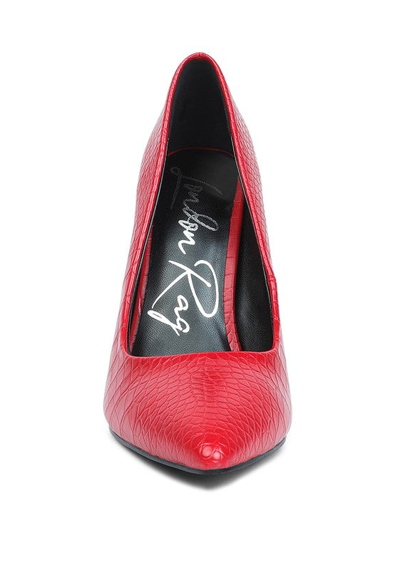 Urchin Croc Print High Stiletto Heel Pumps
