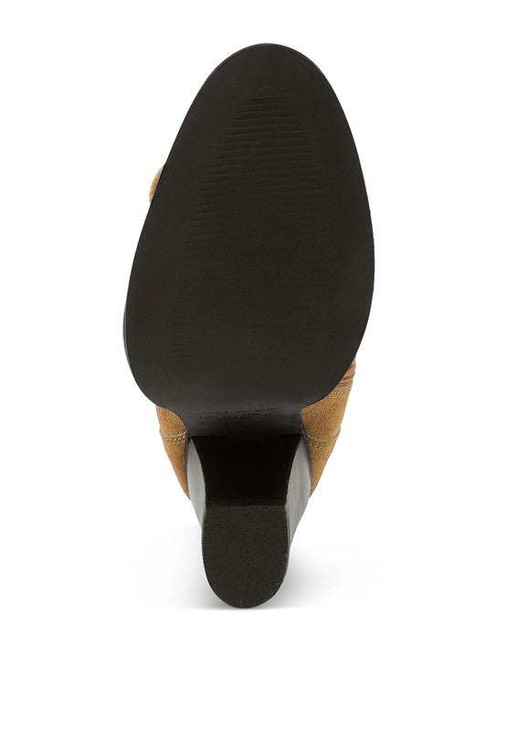 Goose-Feather Antique High Heeled Ankle Bootie