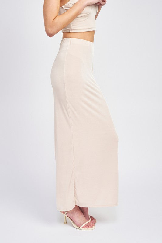 Stretch Waistband Maxi Dress High Back Split