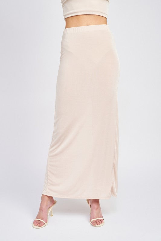 Stretch Waistband Maxi Dress High Back Split