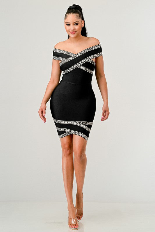 Off the Shoulder Bandage Mini Party Dress