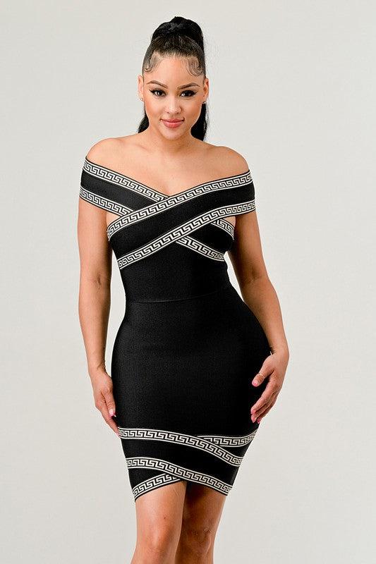 Off the Shoulder Bandage Mini Party Dress