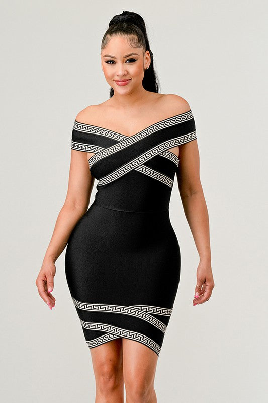 Off the Shoulder Bandage Mini Party Dress