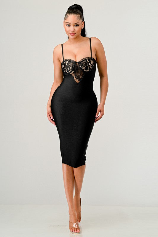Lace Cocktail BodyCon Midi Dress