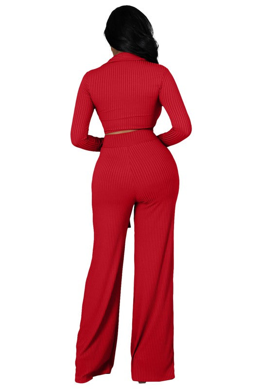 Two Piece Long Sleeve Top and Pant Set