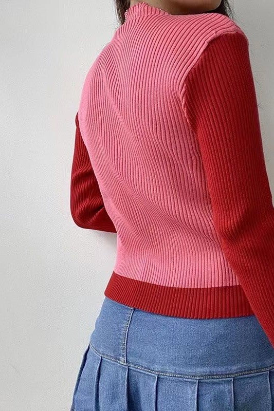 Ribbed Sweater With Heart Symbol