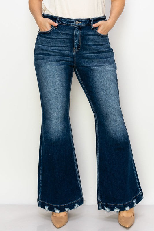 Women plus Denim Dark Blue Bootleg Jeans
