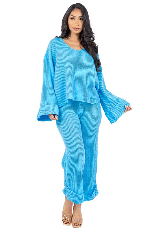 Women Flare and Flow 2Pc Top and Pant Set