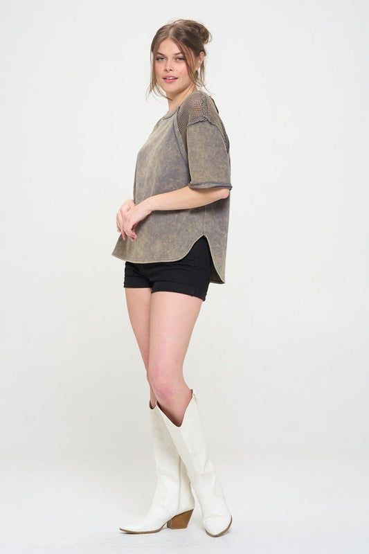 Short Sleeve Meets Fishnet Shoulders