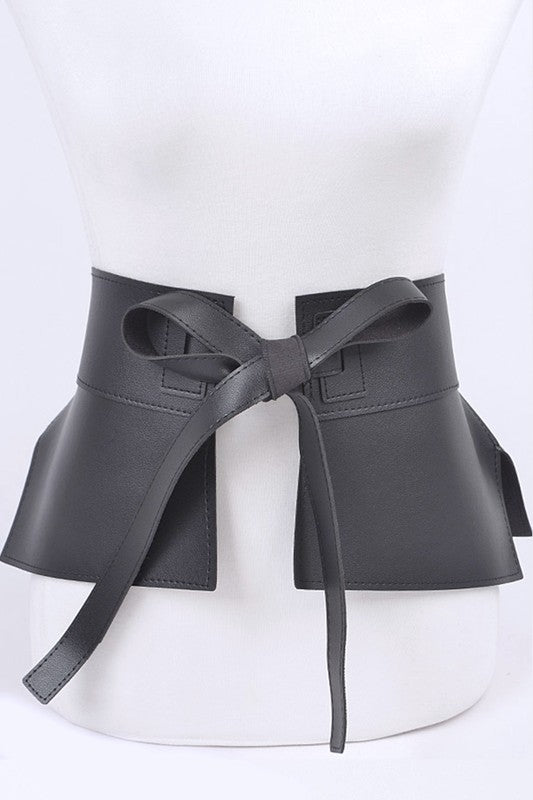 Iconic Wide Faux Leather Tie Belt