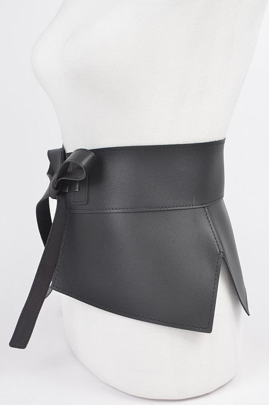 Iconic Wide Faux Leather Tie Belt
